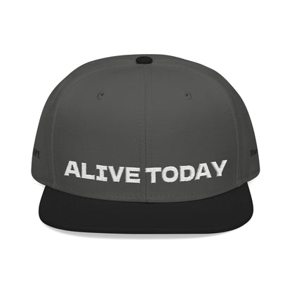 White Font "ALIVE TODAY" Snapback Cap, Embroidered Hat, Casual Streetwear, (Many color variants)